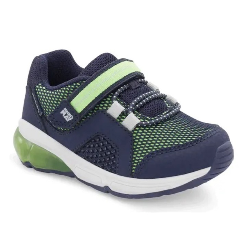 Stride Rite Boys Size 2 Lumi Bounce Sneaker Green Blue‎ Light Up NWT